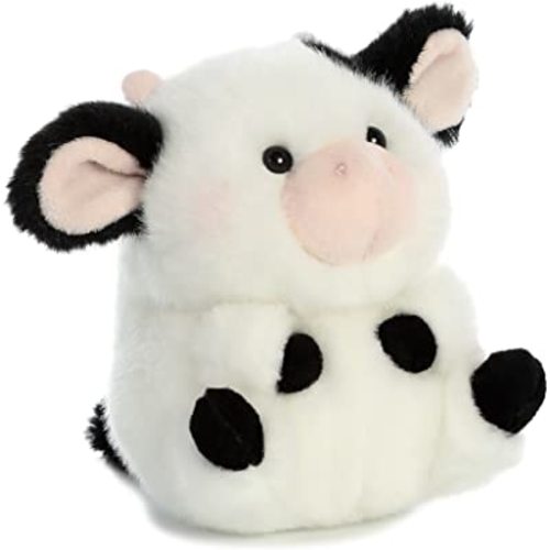 Aurora® Round Rolly Pet™ Daisy Cow™ Stuffed Animal - Adorable Companions - On-The-Go Fun - White 5 Inches