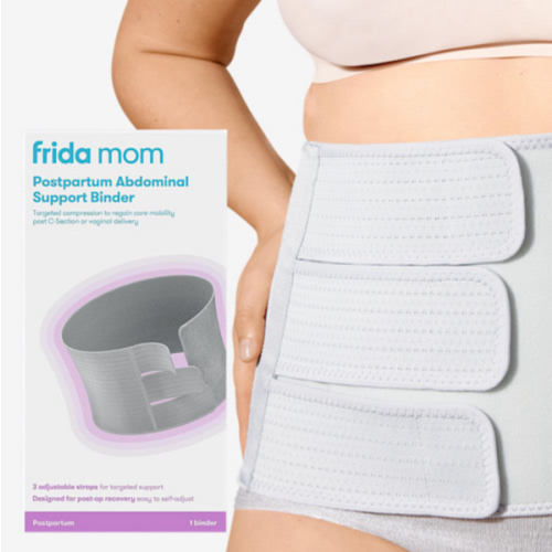 Frida Mom Belly Binder, Postpartum Essentials for Natural and C-Section Recovery, Adjustable Compression Wrap, After Birth Brace, Abdominal Band, 9" High