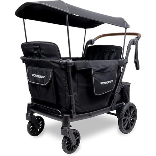 WonderFold L4 Stroller Wagon, Aluminum Frame, 4 Seater, Black