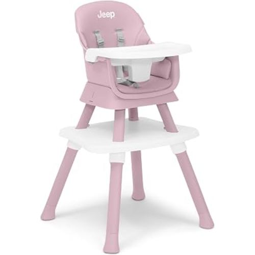 Jeep Milestone 6-in-1 Convertible High Chair by Delta Children, Light Pink | 6-in-1 High Chair Converts to Stool, Booster Seat, Toddler Chair, Activity Table and Desk and Chair for Babies & Toddlers