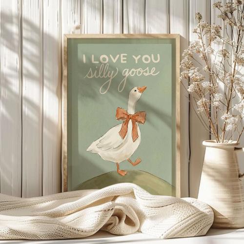 Silly Goose I Love You Print, Animal Print, Home Office, Farm Animal, Nursery Decor, Bedroom Decor, Baby Shower Gift for Boy or Girl