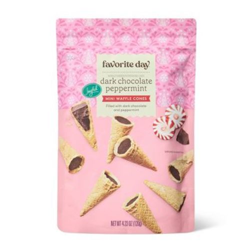 Christmas Peppermint Dark Chocolate Mini Waffle Cones - 4.23oz - Favorite Day™