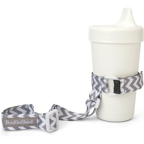 BooginHead Baby Toddler SippiGrip Sippy Cup Holder Strap, Chevron Gray