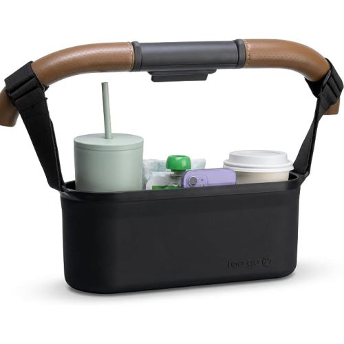 Universal Silicone Stroller Organizer with Cup Holders | Waterproof, Easy-Clean, BPA-Free Caddy with Organized Interior | Anti-Slip Straps fit Uppababy, Nuna, Doona & Most Strollers | roo go