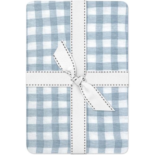Frankie Fitted Crib Sheet 100% Organic Cotton for Baby & Toddler Mattress, Breathable for Boys & Girls, Blue Check, One Size