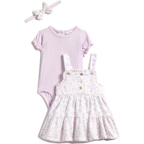 Floral Dress, Ribbed Bodysuit & Headband Set