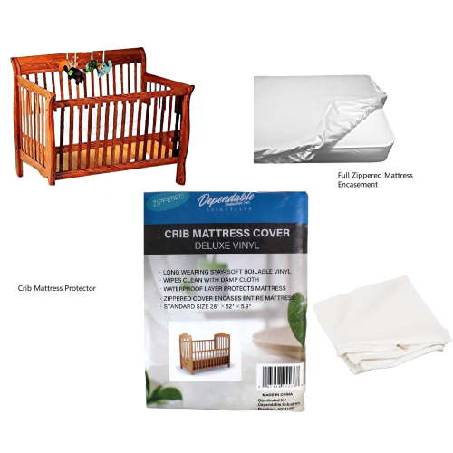 Vinyl Zippered Crib Mattress Protector, Waterproof Encasement, 28 x 52 in