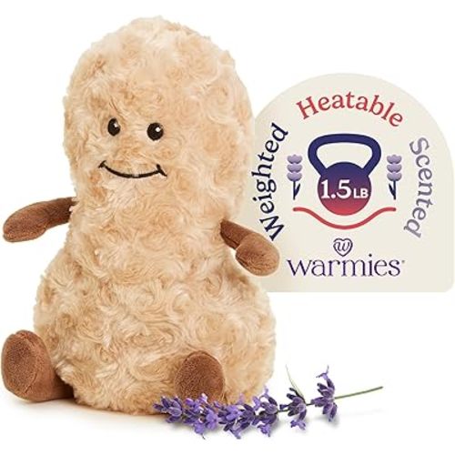 warmies Microwavable & Weighted Stuffed Animals, Peanut - Heated Stuffed Animal Plushie for Warmth & Comfort - Cute Soft Plush Toys for Adults & Children (Boys, Girls, Babies & Toddlers)