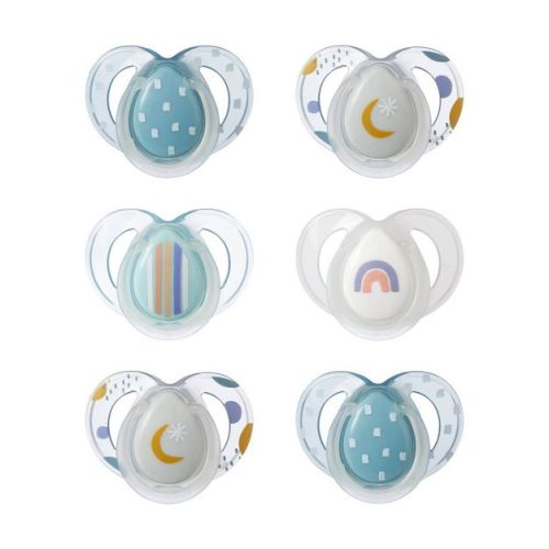 Tommee Tippee Night Pacifier 6-18 Months - Blue Rainbow - 6pk