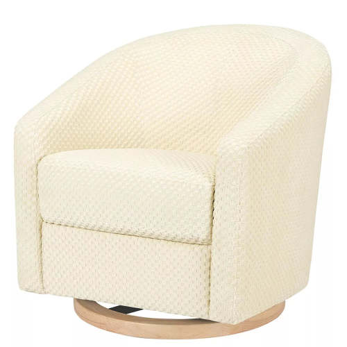 Madison Swivel Glider - Ivory Velvet Checker w/ Light Wood Base