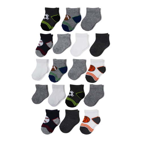 Wonder Nation Baby Boy Ankle Socks, 18-Pack, Sizes 0M-18M