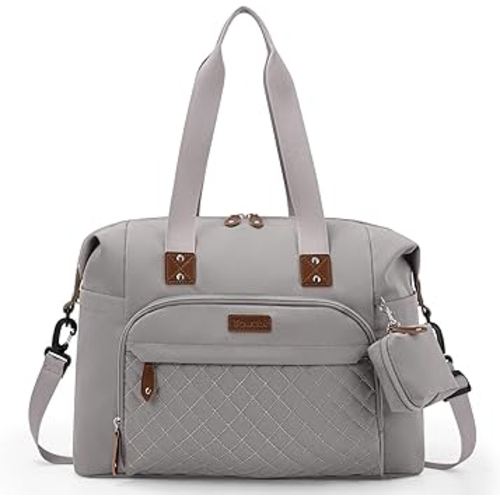 Tuwubi Diaper Bag Tote,Baby Diaper Bag with Pacifier Case Large Travel Diaper Tote Caddy for Mom and Dad Multifunction Baby Bag - M-Light Khaki