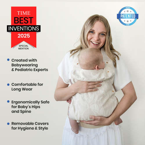 GOJIBERRY Ivory Bloom Baby Carrier | Removable Covers, Ergonomic