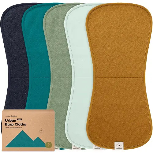 KeaBabies 5-Pack Organic Burp Cloths Baby Girl, Boy - Extra Large, Absorbent Baby Burp Cloths, Soft Burping Cloths for Babies, Newborn Burp Clothes, Cotton Burp Rags,Neutral Thick Burp Cloth (Eclipse)
