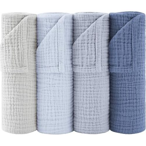 Susurration Muslin Burp Cloths 24x24 Inches Ultra Soft 100% Cotton