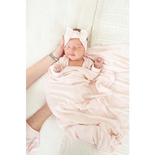 Pearl Pink Bamboo Waffle Oversized Swaddle Blanket | Caden Lane