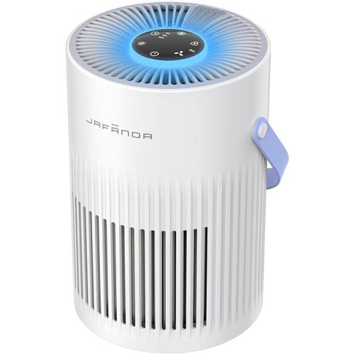 Air Purifiers for Bedroom, Jafända Pet Hair Air Purifier, Max 650 ft², 3-in-1 Filter, H13 HEPA Air Filter, 20dB Quiet Sleep Mode, 7-Night Light, Portable Handle for Home, Remove Dust, Smoke, Odor