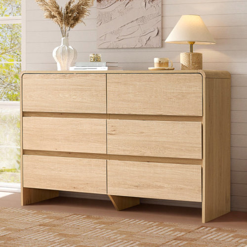 Modern 6-Drawer Dresser with Wood Grain Finish | Wayfair