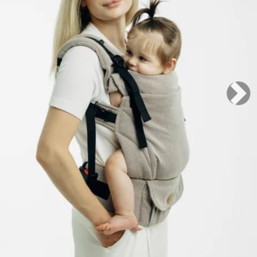 My First Baby Carrier - LennyUpGrade PRO, Standard Size, herringbone weave 100% cotton - LITTLE HERRINGBONE ALMOND