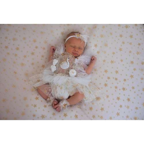 RTS, Swan Baby Dress, Ballerina Baby Dress, Stars romper, Stars Dress, Newborn Swan, Photo Prop, Gold, Swan outfit