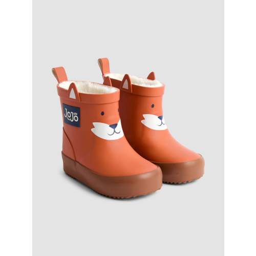 JoJo Maman Bébé Orange Fox Short Cosy Lined Wellies