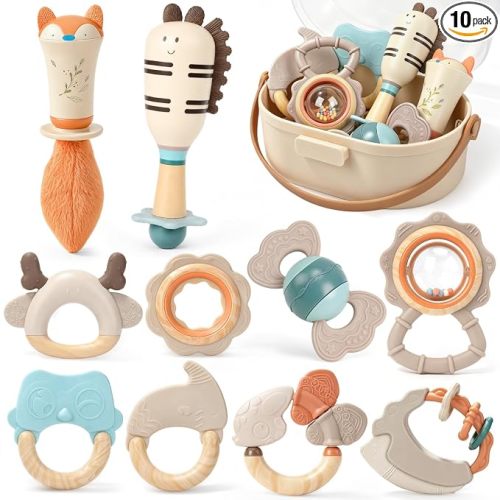 Joyreal Baby Rattles & Teething Toys Set, Baby Toys 0-6 Months, 10-Pack