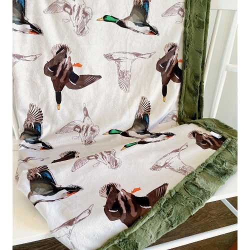 Personalized Mallard Blanket Minky and Faux Fur Duck Blanket Duck Hunter Baby Boy Custom Name Blanket Hunting Nursery Decor Hunter bedding