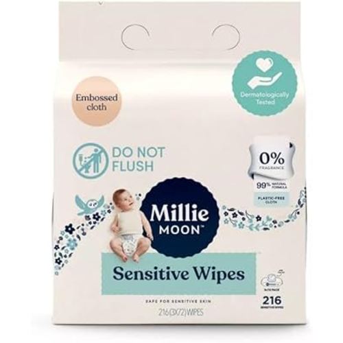 Millie Moon Sensitive Wipes, 216 Count (Pack of 1)