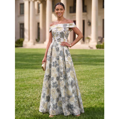 A-Line/Princess Jacquard Off-the-Shoulder Dress