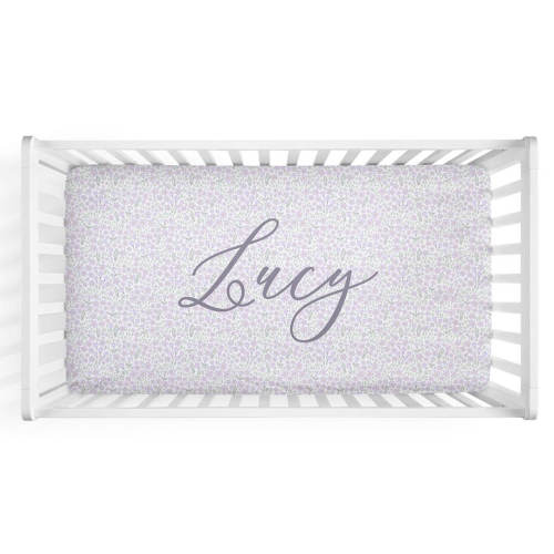 Lilac Meadow Personalized Crib Sheet