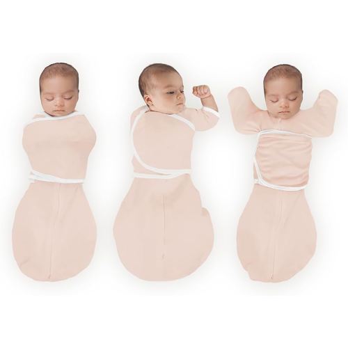 SwaddleDesigns Organic 6-Way Omni Swaddle Sack, Arms Up Swaddle for Newborn, More Options to Calm Startle Reflex, Improves Sleep, Small, 0-3 mo, 6-14 lbs, Soft Pink