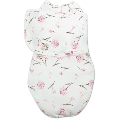 embé 2-Way Starter Baby Swaddle, 6-14 lbs, Newborn Infant Swaddle Sack 0-3 Months, Zip, Hook & Loop Fastener 0-3 Months Baby Wrap, Hip Healthy - Clustered Flowers