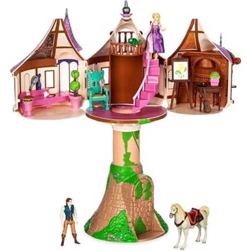 Disney Store Action Toys Rapunzel Tower Playset - 19-Piece Tangled Play Set with Rapunzel, Flynn & More Princess Toys- Includes Tower Apartment, Sculpted Figures & Art Accessories