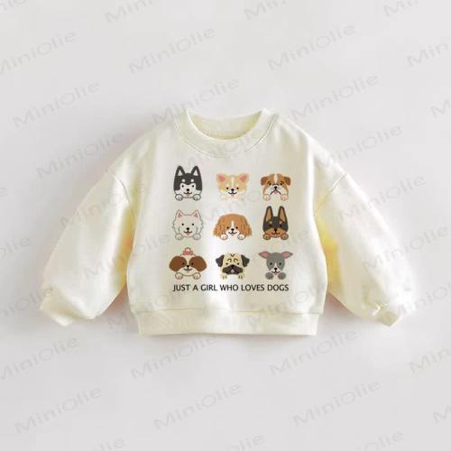 MiniOlie JUST A GIRL WHO LOVES DOGS Baby Toddler Sweatshirt
