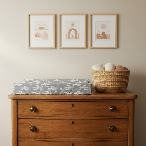 Gray Cactus Western Changing Pad Cover | USA Made – DBC Baby Bedding Co – DBC Baby Bedding Co