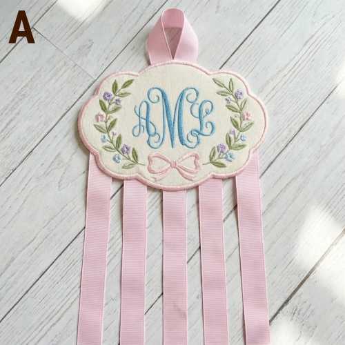 Personalized Hair Bow & Headband Holder • Quilted Fabric Organizer • Custom Monogram with Clip or Ribbon Options • Nursery Wall Decor Gift