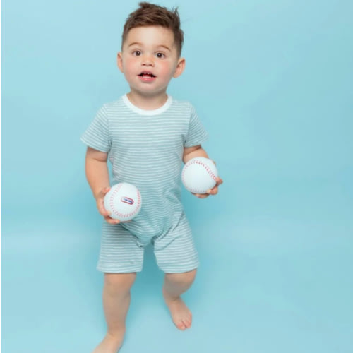 Organic Snap Romper in Green Stripes – Norani Baby