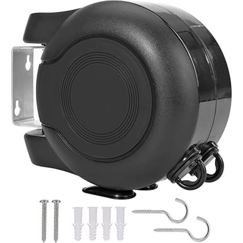 Retractable Double Clothesline – 49 ft x 2 Heavy Duty Clothes Line for Indoor & Outdoor Use, Dual Laundry Line with Easy Installation (Black)