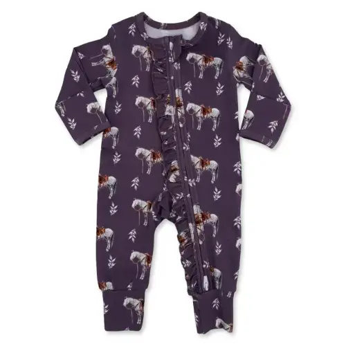 Mauve Ranch Horse -Ruffled- Jammies – Cowkid Clothing Company