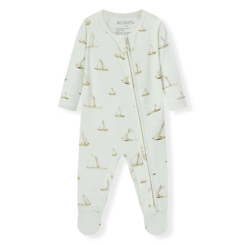 Sailboat Melody Organic Cotton Zipper Footed Romper