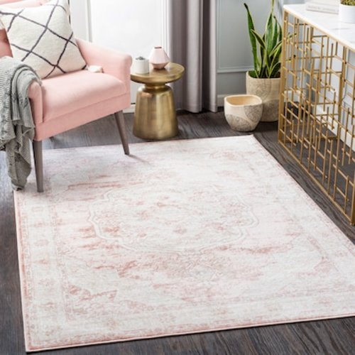 Livabliss St tropez 8 x 10 (ft) Polypropylene Pale Pink Rectangular Indoor Medallion Oriental Spot Clean Only Pet Friendly Area rug in the Rugs department at Lowes.com