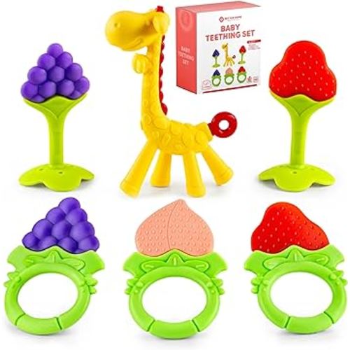 Baby Teething Toys 6-Pack | Newborn Teether Set | Food Grade Silicone | Freezer Safe | Soothing & Calming | BPA-Free | Frozen Teething Toys for Babies 0-6 Months | Essential Baby Gear