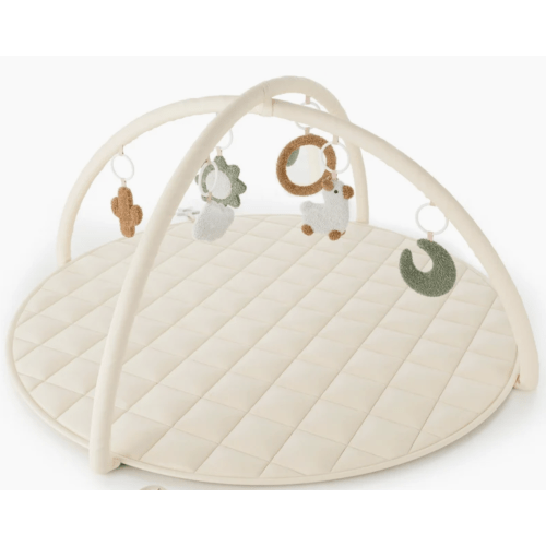 Beautiful Baby Play Gym - Soft Cotton Mat with 6 Cute Toys Creates The Perfect Activity Area for Your Girl/Boy - Stylish Infant Floor Playmat for Playroom