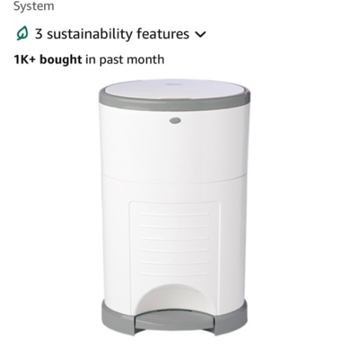 Diaper Dekor EKO Classic Diaper Pail, White | ONLY Eco-Friendly Diaper Pail Made with 70% Recycled Materials | Hands-Free: Step–Drop–Done | Cost-Effective Refill System