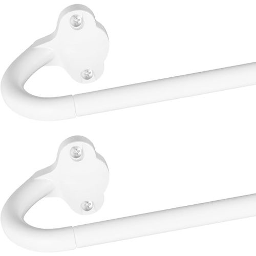 Wrap Around Curtain Rods,White Curtain Rods 48 to 84 Inch,5/8 Inch Adjustable Blackout Curtain Rod Set with Bracket,Room Darkening Single Window Rod,Metal Hidden Curved Drapery Rods 48-84",White