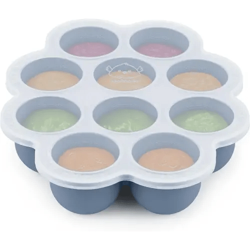 KeaBabies Silicone Food Freezer Trays with Lid, 2oz x 10 Pods Baby Food Storage Containers, Easy Puree Meal Prep, Breast Milk Silicone Freezer Molds, Dishwasher, Microwave Safe, BPA-Free (Slate)