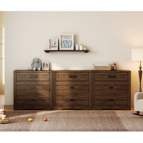 Gracie Oaks Laziza Large Modern Farmhouse Wooden 3-Drawer Dresser Set Of 3 For Kids & Reviews | Wayfair