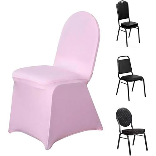 Efavormart 1 Set Spandex Stretch Pink Chair Covers Universal Banquet Chair Covers for Party Dining with Foot Pockets Washable Wedding Chair Slip Covers for Outdoor