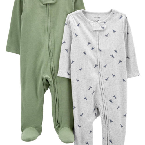 Simple Joys by Carter's Baby Boys' 2-pack 2-way Zip Textured Sleep and Play Newborn