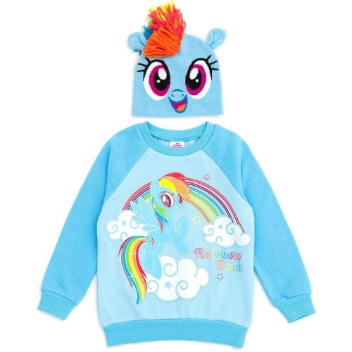 My Little Pony Rainbow Dash Girls' Cosplay Fleece 2-Piece Sweatshirt and Hat Set Toddler to Big Kid